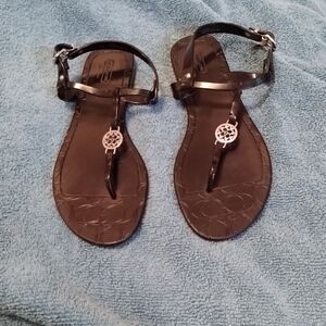 Coach Black Leather Sandals
